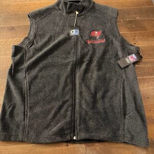 Dunbrooke Charcoal Fleece Vest with NFL Tampa Bay Buccaneers Logo